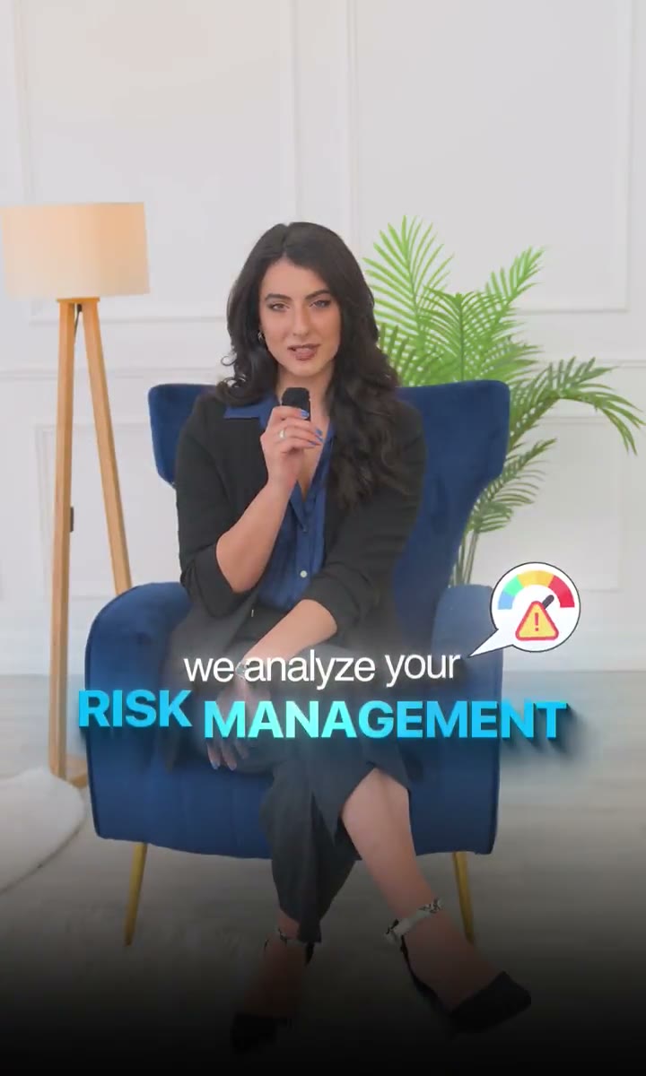 Studio spokesperson finance ad with kinetic captions